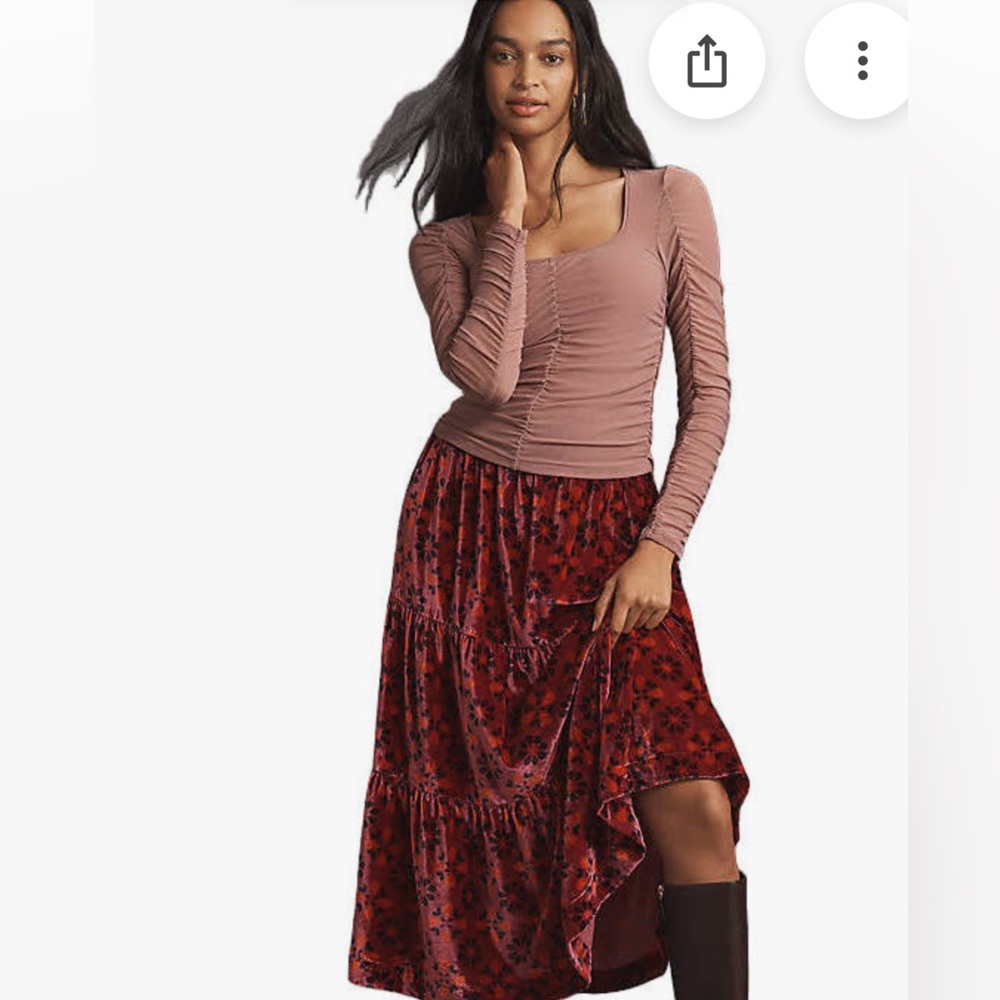 Anthropologie Somerset Maxi Skirt Nina Pace Velvet Floral Womens Medium